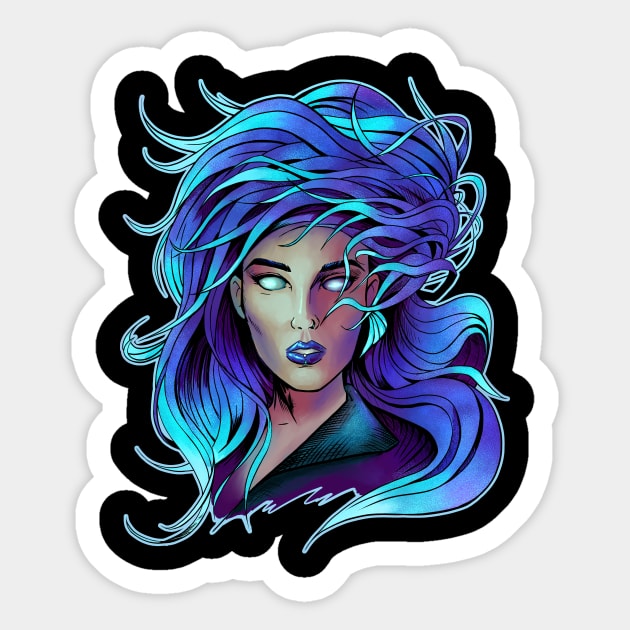 Blue Hair woman Sticker by Thai_Lu